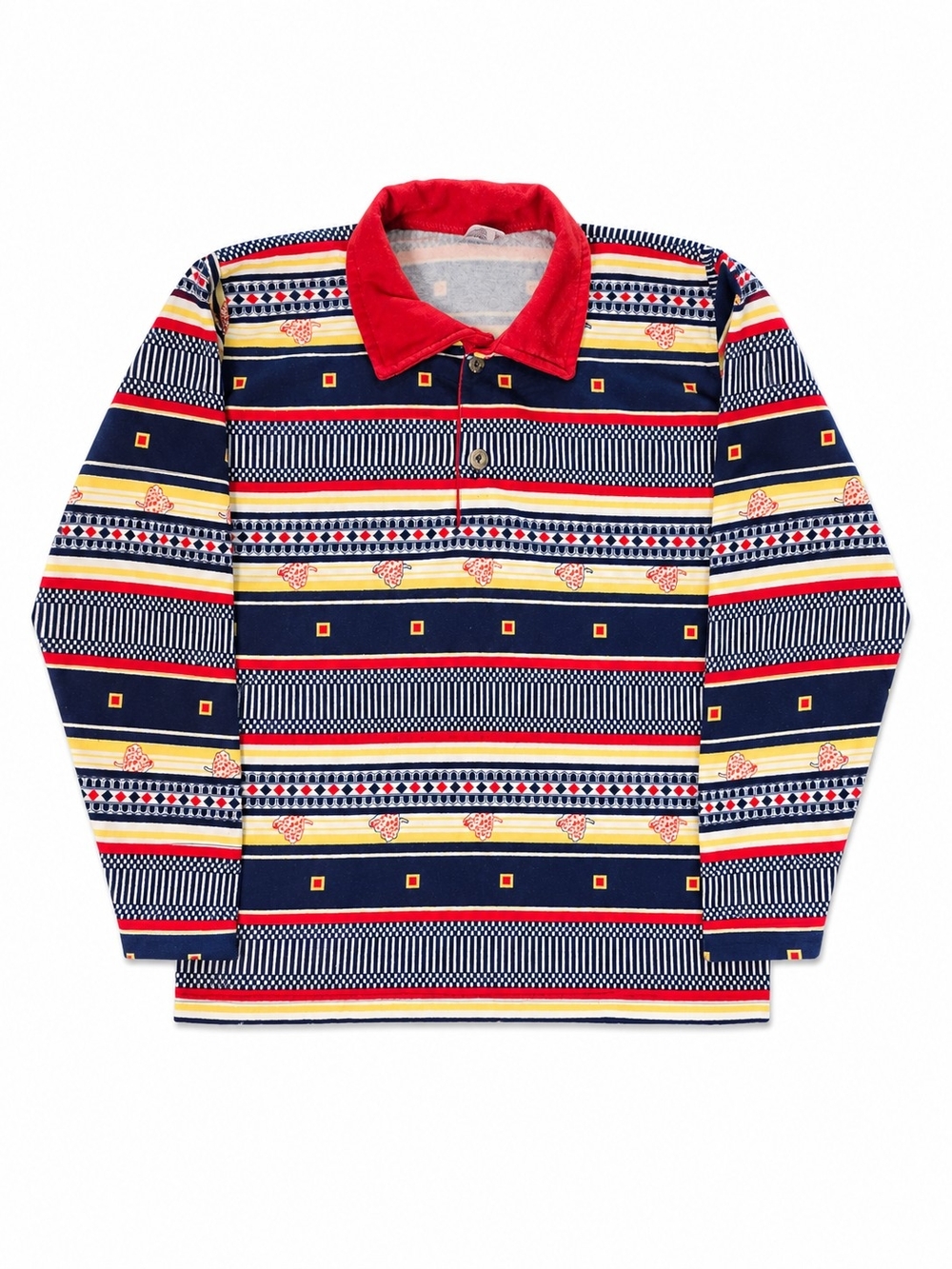 Vintage 90s Striped Rugby Polo with Red Collar